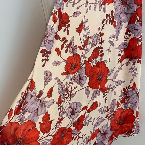 Floral Print Satin Midi Skirt - Picture 3 of 5